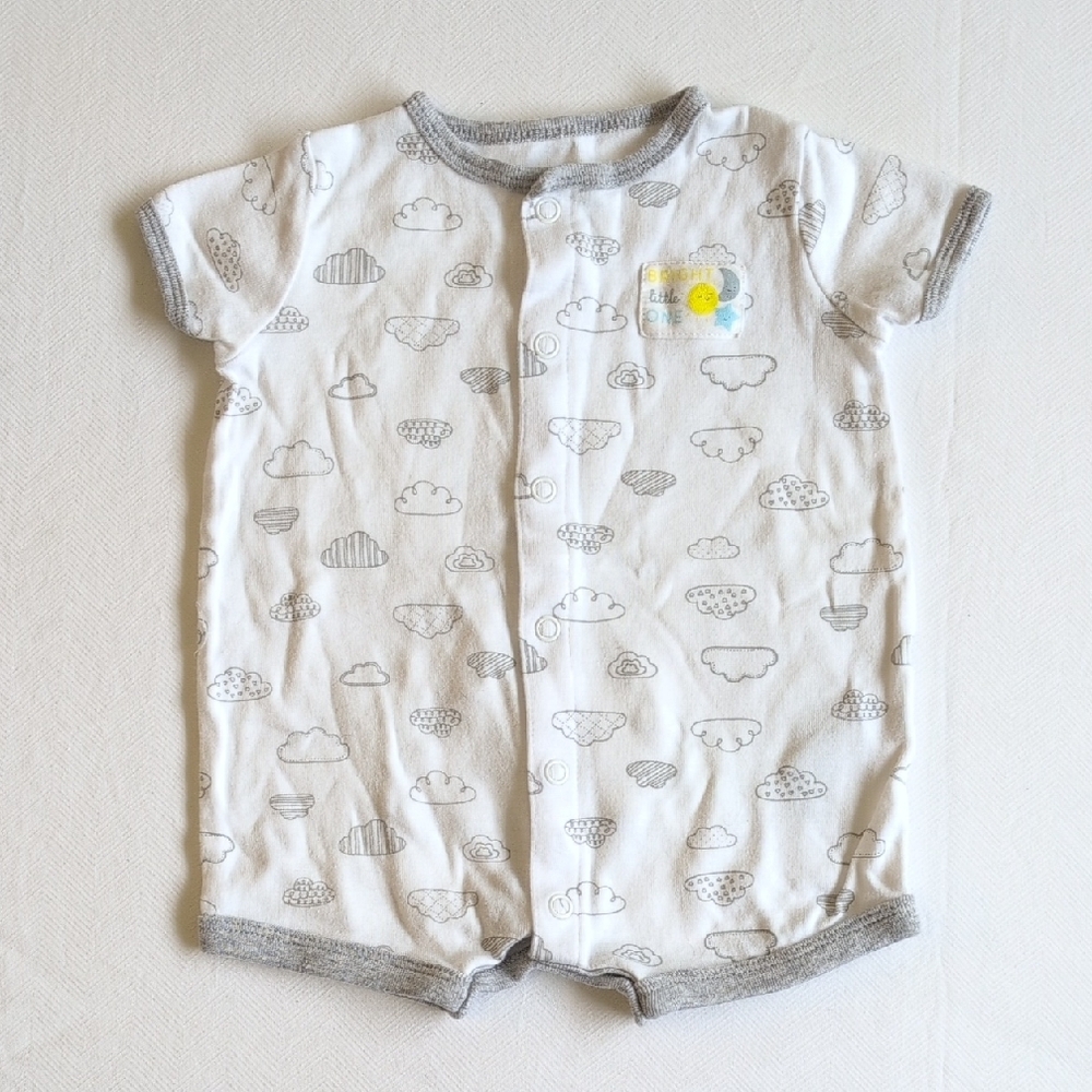 carter's neutral clouds snap romper playsuit summer pajamas 3 months baby